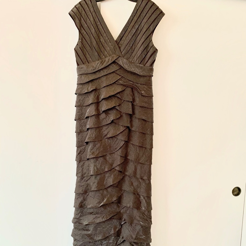 Adrianna Papell Long Ruffle Tiered Shimmer Dress - Picture 2 of 5